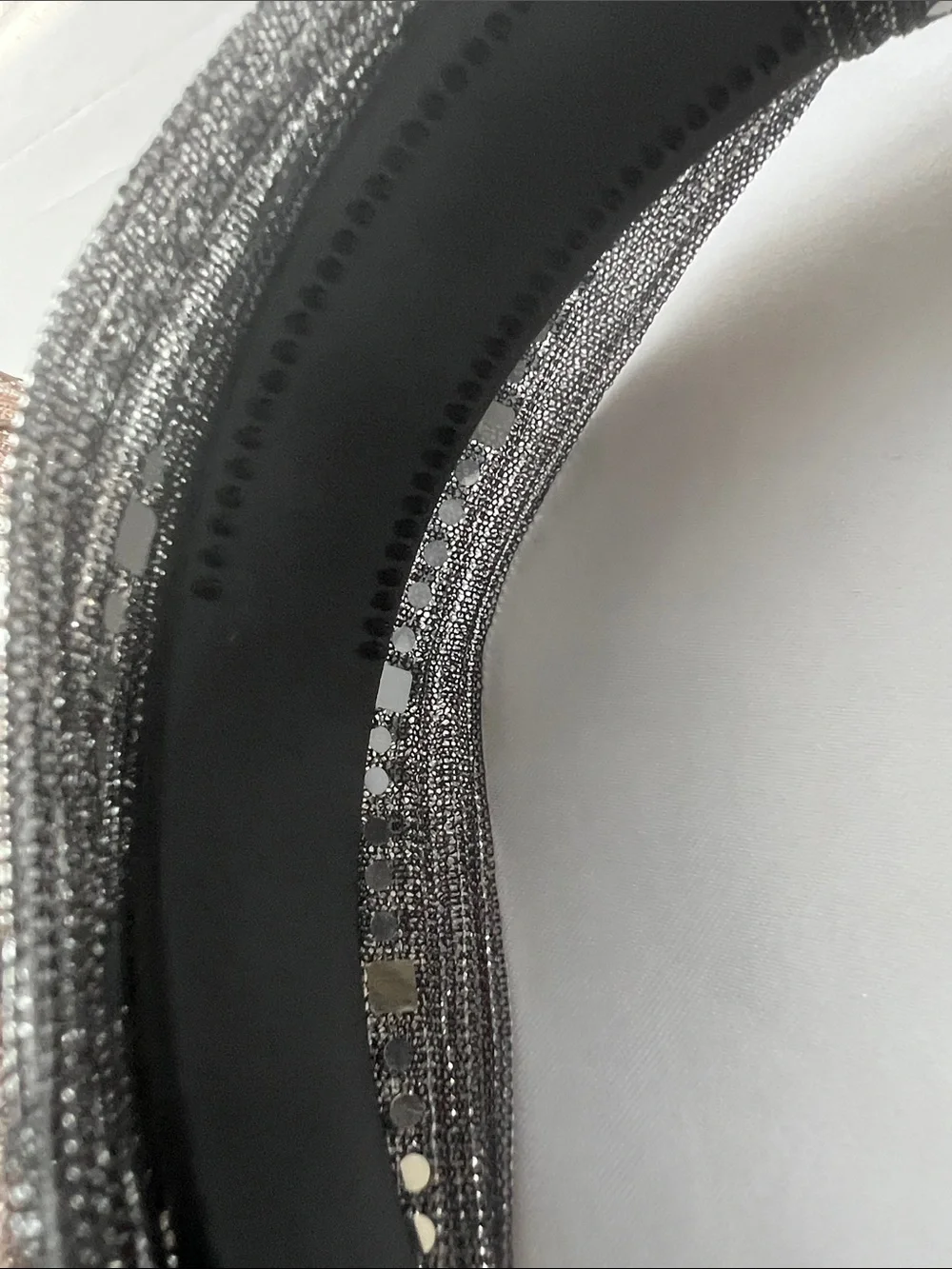 Shimmering Sequin and Bead Accent  Knotted Headband - Black and Tan set of 2